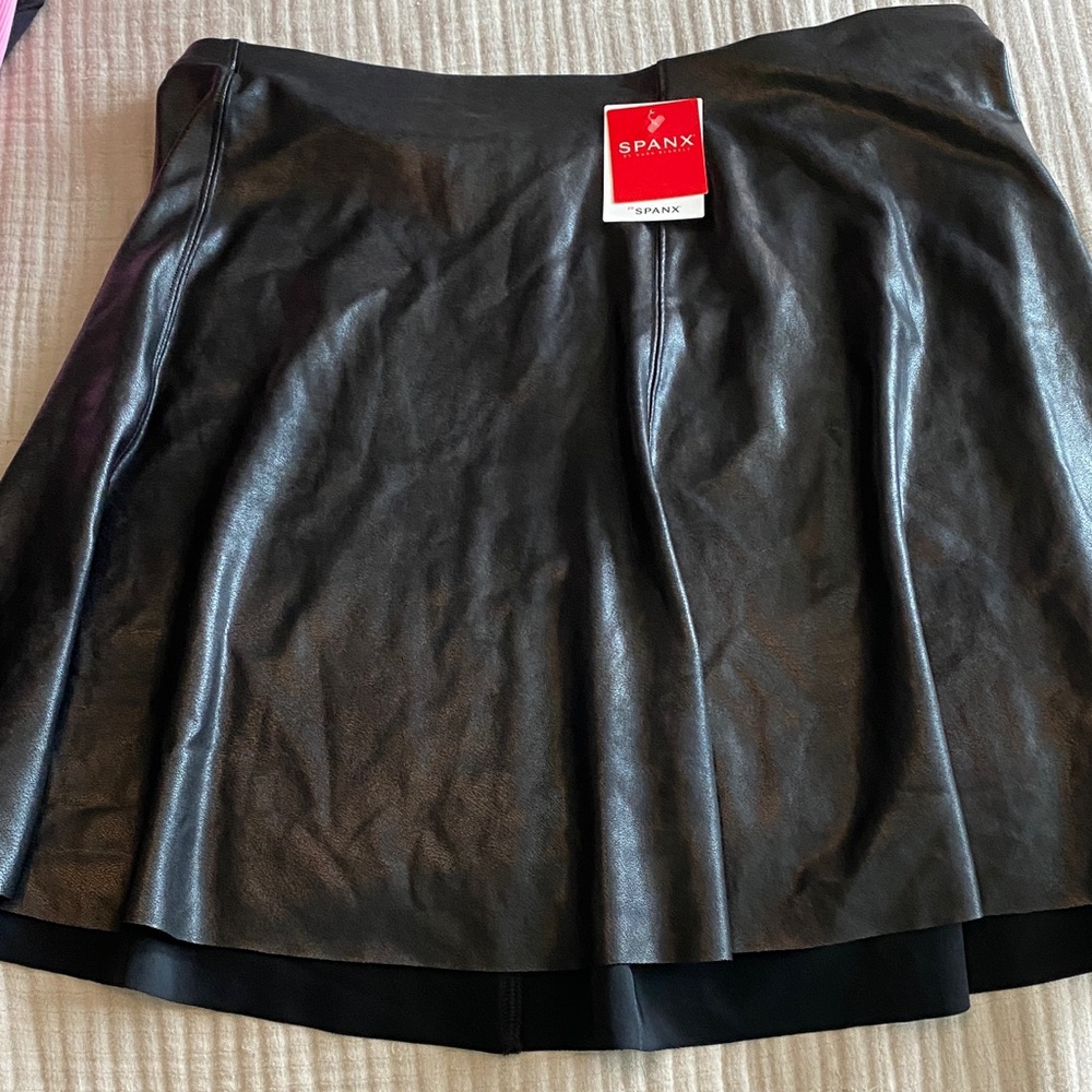 SPANX Shiny Black Skater Skirt